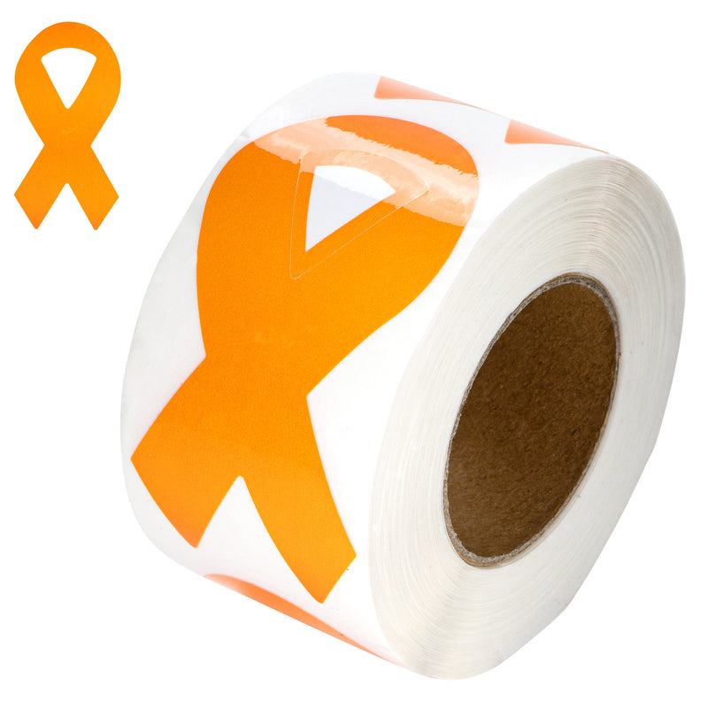 Large Orange Ribbon Stickers Wholesale, Leukemia Awareness Labels