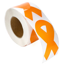 Load image into Gallery viewer, Large Orange Ribbon Stickers Wholesale, Leukemia Awareness Labels