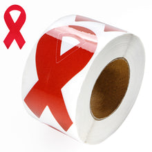 Load image into Gallery viewer, Large Red Ribbon Stickers Wholesale, HIV/AIDS Awareness Stickers