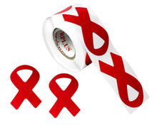 Load image into Gallery viewer, Large Red Ribbon Stickers Wholesale, HIV/AIDS Awareness Stickers