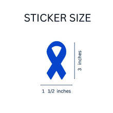 Load image into Gallery viewer, Dark Blue Ribbon Stickers on a roll for Colon Cancer, Child Abuse Awareness