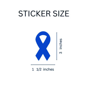 Dark Blue Ribbon Stickers on a roll for Colon Cancer, Child Abuse Awareness