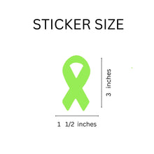 Load image into Gallery viewer, Large Lime Green Ribbon Stickers, Lymphoma, Lyme Disease, Non Hodgkins Lymphoma Awareness