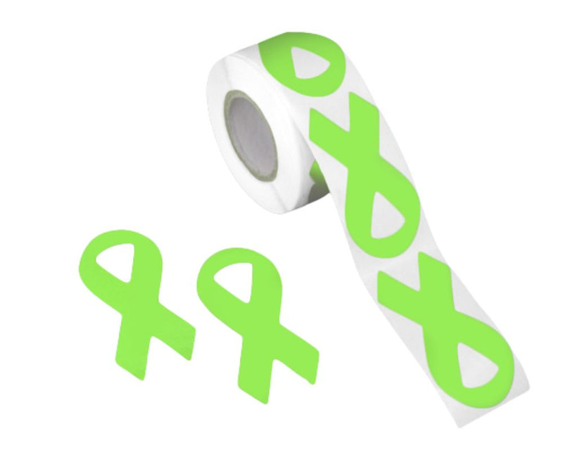 Large Lime Green Ribbon Stickers, Lymphoma, Lyme Disease, Non Hodgkins Lymphoma Awareness