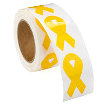 Load image into Gallery viewer, Small Gold Ribbon Stickers - The Awareness Company