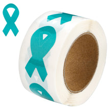 Load image into Gallery viewer, Small Teal Ribbon Stickers, Ovarian Cancer Awareness