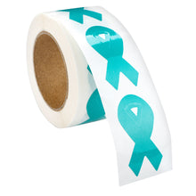 Load image into Gallery viewer, Small Teal Ribbon Stickers, Ovarian Cancer Awareness