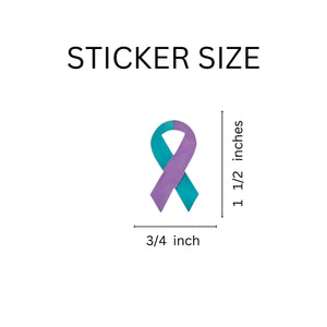 Small Teal and Purple Ribbon Stickers, Suicide Awareness Labels