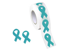 Load image into Gallery viewer, Small Teal Ribbon Stickers, Ovarian Cancer Awareness