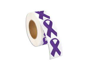 Large Purple Ribbon Stickers Wholesale, Cancer Awareness Stickers