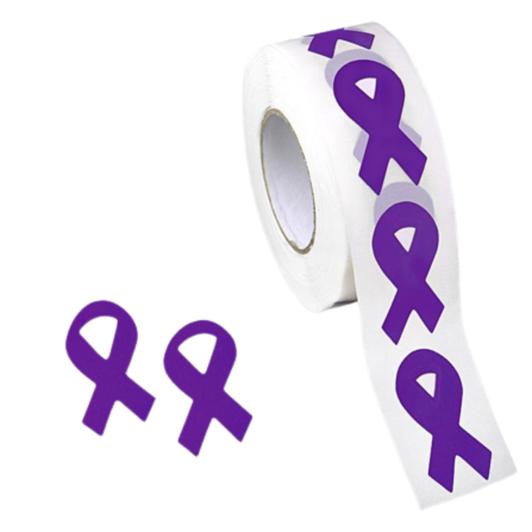 Small Purple Ribbon Stickers for Alzheimers, Domestic Violence, Lupus, Crohns - The Awareness Company