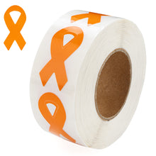 Load image into Gallery viewer, Small Orange Ribbon Stickers, Leukemia Awareness Labels