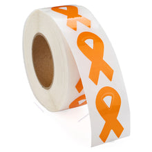 Load image into Gallery viewer, Small Orange Ribbon Stickers, Leukemia Awareness Labels