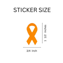 Load image into Gallery viewer, Small Orange Ribbon Stickers, Leukemia Awareness Labels