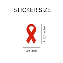 Load image into Gallery viewer, Small Red Ribbon Stickers, HIV/AIDS, Drug/Alcohol Prevention - The Awareness Company