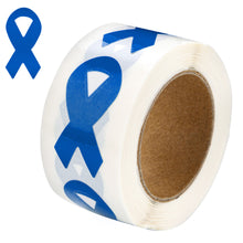 Load image into Gallery viewer, Small Sized Dark Blue Ribbon Stickers for Colon Cancer, Child Abuse