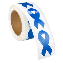 Load image into Gallery viewer, Small Sized Dark Blue Ribbon Stickers for Colon Cancer, Child Abuse