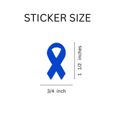 Load image into Gallery viewer, Small Sized Dark Blue Ribbon Stickers for Colon Cancer, Child Abuse