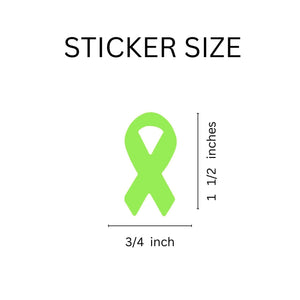 Small Lime Green Ribbon Awareness Stickers, Lime Green Ribbon Shaped Stickers