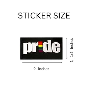 250 Black Rectangle Rainbow Pride Stickers - The Awareness Company