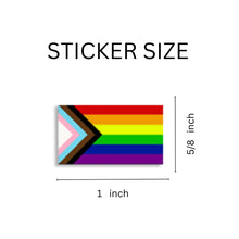 Load image into Gallery viewer, Small Daniel Quasar &quot;Progress Pride&quot; Rectangle Flag Stickers (250 per Roll) - The Awareness Company