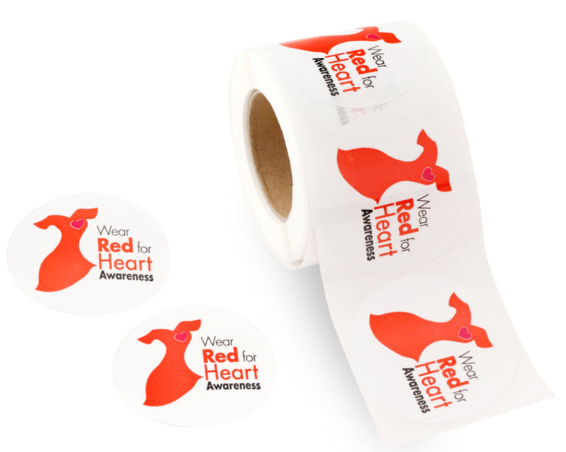 Wear Red for Heart Go Red Stickers, Red Dress Day Decals