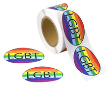 Load image into Gallery viewer, Oval LGBT Bulk Rainbow Stickers, LGBTQ Gay Pride Awareness