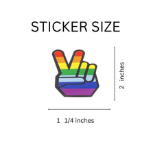 Load image into Gallery viewer, Rainbow Striped Peace Sign Hand Stickers, LGBTQ Gay Pride Awareness