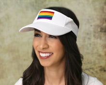 Load image into Gallery viewer, Bulk Rainbow Flag Visors in White, Gay Pride Visors and Caps