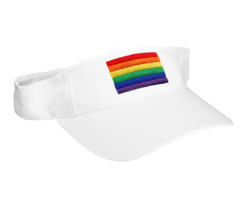 Bulk Rainbow Flag Visors in White, Gay Pride Visors and Caps