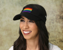 Load image into Gallery viewer, Bulk Rainbow Flag Visors in Black, Gay Pride Visors