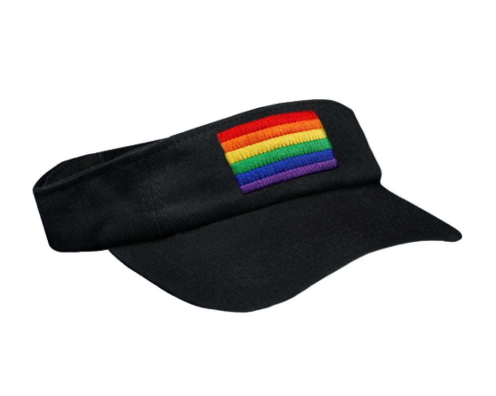 Bulk Rainbow Flag Visors in Black, Gay Pride Visors