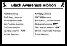 Load image into Gallery viewer, Black Silicone Bracelets for Melanoma, Skin Cancer Awareness - The Awareness Company