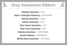 Load image into Gallery viewer, Gray Silicone Bracelets for Brain Cancer, Brain Tumors, Gray Ribbon Wristbands - The Awareness Company