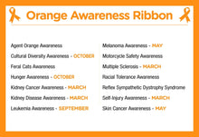 Load image into Gallery viewer, Orange Silicone Bracelets for Leukemia, Multiple Sclerosis Fundraising - The Awareness Company