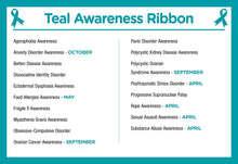 Load image into Gallery viewer, Teal Silicone Bracelets for Ovarian Cancer, PTSD, Rape , Teal Wristbands - The Awareness Company
