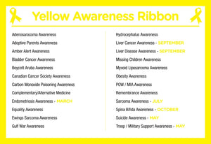 Yellow Silicone Bracelets for Bladder Cancer, Missing Children - The Awareness Company