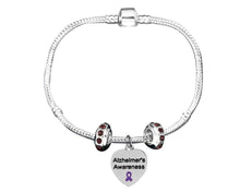 Load image into Gallery viewer, Bulk Alzheimer&#39;s Charm with Crystal Accent Charms Bracelets - The Awareness Company