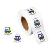 Load image into Gallery viewer, Autism Awareness Owl Stickers (250 per Roll) - The Awareness Company