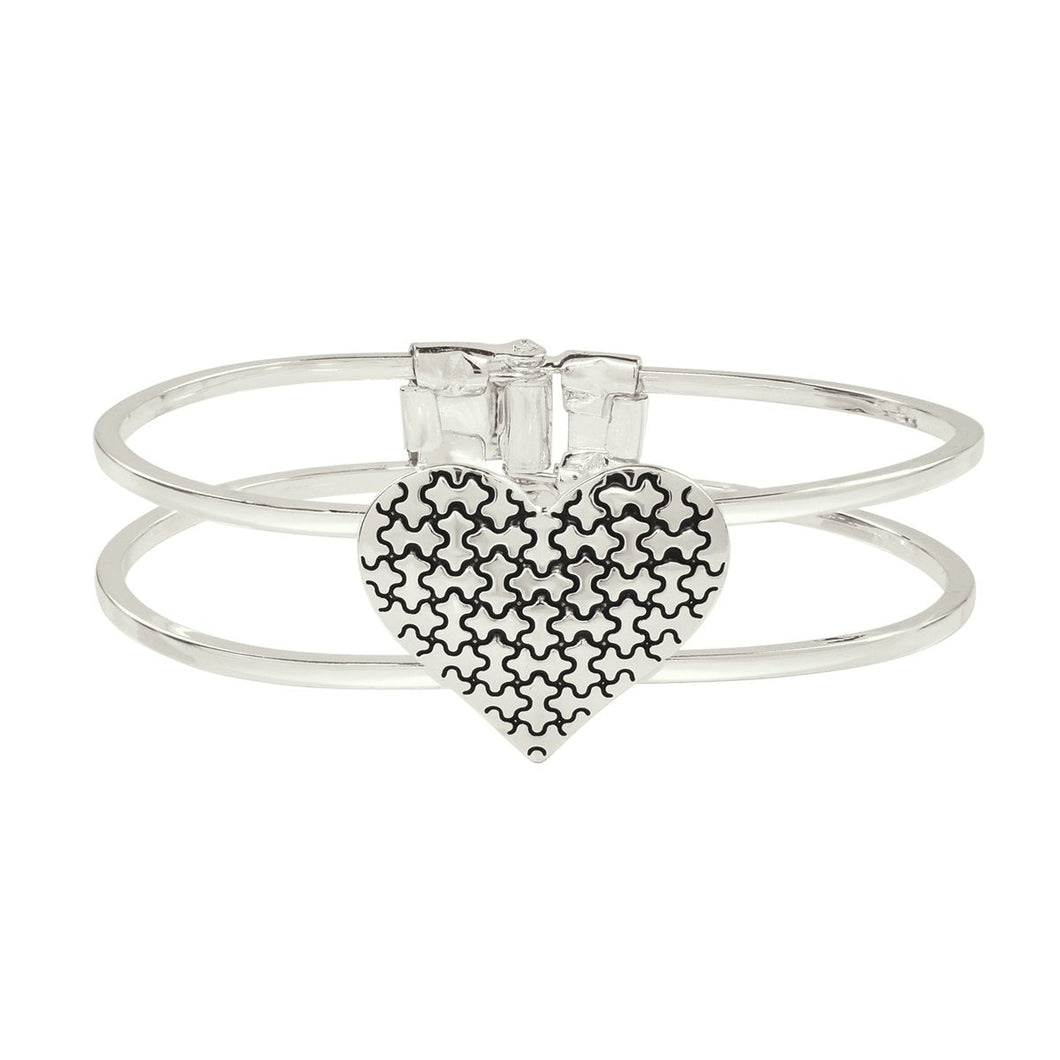 Autism Awareness Puzzle Heart Bangle Bracelets - The Awareness Company