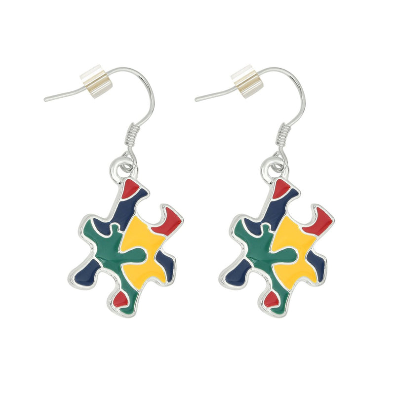 Autism Colored Puzzle Piece Hanging Earrings - The Awareness Company