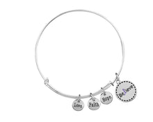 Load image into Gallery viewer, Bulk Purple Ribbon Believe Retractable Charm Bracelets - The Awareness Company