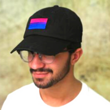 Load image into Gallery viewer, Bisexual Embroidered Rectangle Flag Hats in Black - The Awareness Company