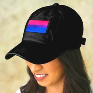 Bisexual Embroidered Rectangle Flag Hats in Black - The Awareness Company