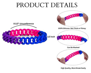 Bisexual Chain Link Silicone Bracelets for PRIDE, Bisexual Wristbands - The Awareness Company