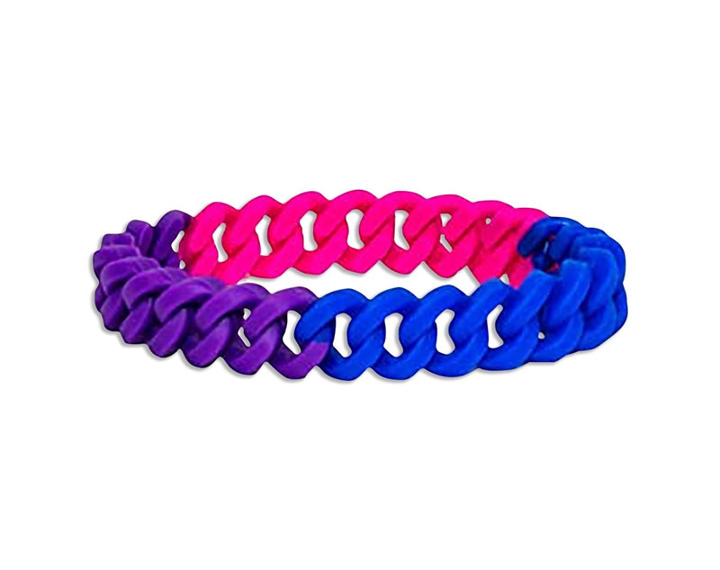 Bisexual Chain Link Silicone Bracelets for PRIDE, Bisexual Wristbands - The Awareness Company