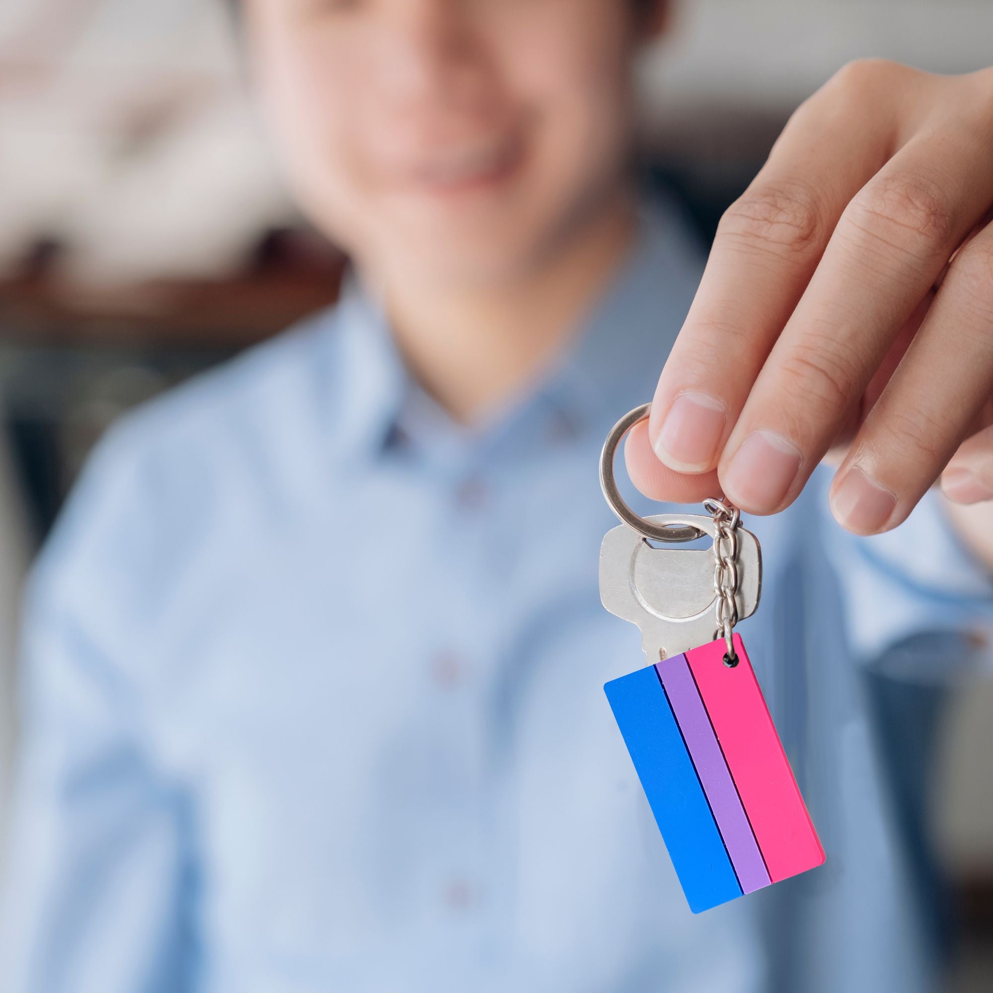 bisexual gear Bisexual Flag Silicone Keychains - Wholesale Bulk Premium Quality LGBTQ+ Products for Events, Giveaways, Resale