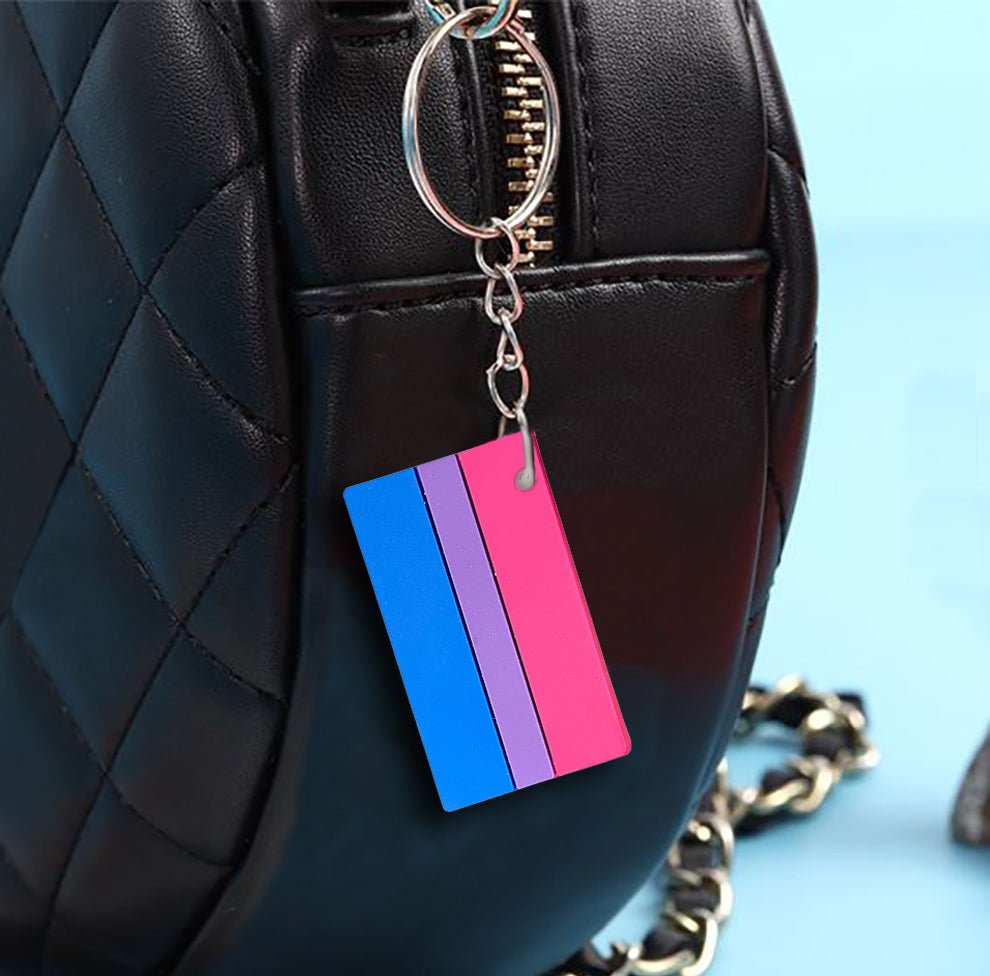 bisexual gear Bisexual Flag Silicone Keychains - Wholesale Bulk Premium Quality LGBTQ+ Products for Events, Giveaways, Resale