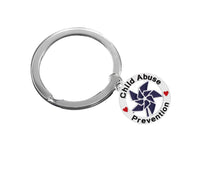 Load image into Gallery viewer, Blue Pinwheel Charm Child Abuse Prevention Split Style Key Chains - The Awareness Company