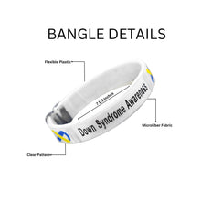 Load image into Gallery viewer, Blue &amp; Yellow Ribbon Down Syndrome Awareness Bangle Bracelets - The Awareness Company
